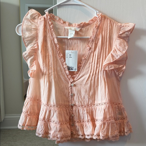 H&M Peach Pink Ruffled Blouse - Picture 1 of 3